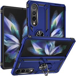 Mobigear Armor Ring Samsung Galaxy Z Fold 4 Hülle Hardcase Backcover Stoßfest mit Ringhalter - Blau