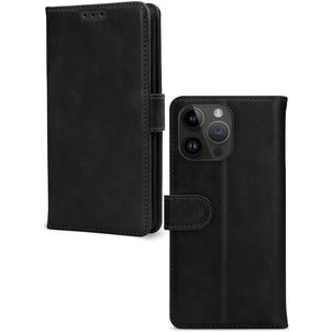 Mobilize Wallet iPhone 14 Pro Max Hülle Echtes Leder Klapphülle Geldbörse - Schwarz