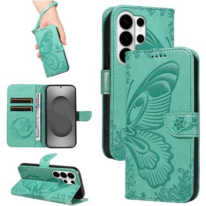 Mobigear Butterfly Samsung Galaxy S26 Ultra Hülle Klapphülle Geldbörse - Grün