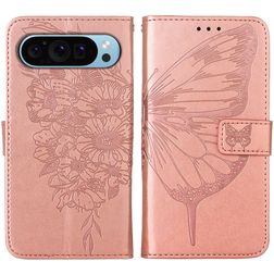 Mobigear Butterfly Google Pixel 9 Hülle Klapphülle Geldbörse - Roségold