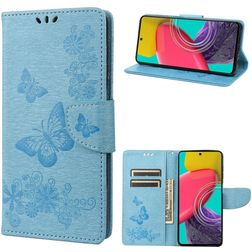 Mobigear Butterfly Samsung Galaxy M53 Hülle Klapphülle Geldbörse - Blau