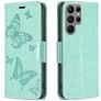 Mobigear Butterfly Samsung Galaxy S23 Ultra Hülle Klapphülle Geldbörse - Grün