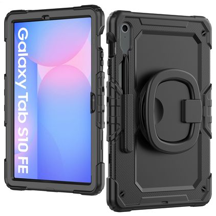 Mobilize Rotating Defender Samsung Galaxy Tab S10 FE Hülle Kunststoff,Silikon Backcover + Schulterträger + Ständer - Schwarz