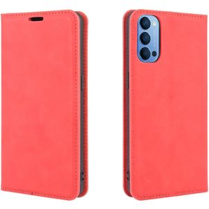 Mobigear Retro Slim OPPO Reno 4 Hülle Klapphülle Geldbörse - Rot