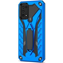 Mobigear Armor Stand Samsung Galaxy A03s Hülle Hardcase Backcover Stoßfest mit Ständer - Blau