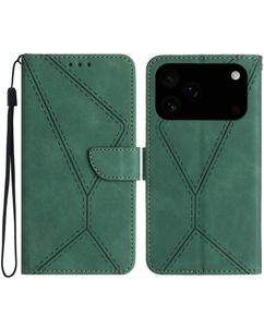 Mobigear Stitch iPhone 18 Pro Max Klapphülle Portemonnaie - Grün