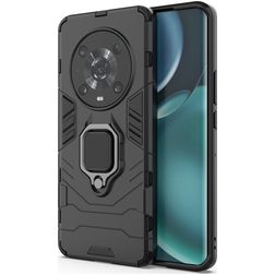 Mobigear Armor Ring HONOR Magic 4 Pro Hülle Hardcase Backcover Stoßfest mit Ringhalter - Schwarz
