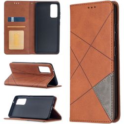 Mobigear Rhombus Slim Samsung Galaxy S20 FE Hülle Klapphülle - Braun
