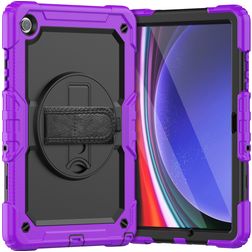 Mobigear SureGrip Xtreme Samsung Galaxy Tab A9 Plus (2023) Hülle Kunststoff,Silikon Backcover + Schulterträger + Ständer - Lila