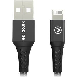 Mobilize Strong Nylon USB-A auf Apple Lightning MFI Kabel 0.2 Meter - Schwarz