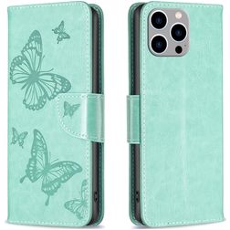 Mobigear Butterfly iPhone 15 Pro Max Hülle Klapphülle Geldbörse - Grün