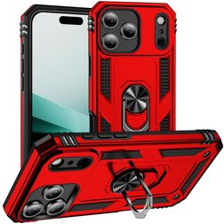 Mobigear Armor Ring iPhone 18 Pro Hülle Hardcase Backcover Stoßfest mit Ringhalter - Rot
