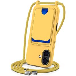 Mobigear Lanyard Card iPhone 17 Silikon Handykette mit Kartenhalter - Gelb