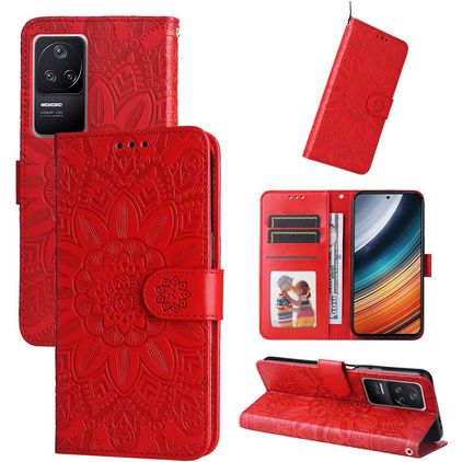 Mobigear Sunflower POCO F4 Hülle Klapphülle Geldbörse - Rot