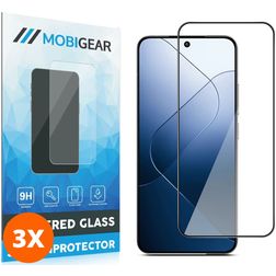 Mobigear Premium Xiaomi 14 Panzerglas Gehärtetes Glas Displayschutz - Hüllenfreundlich - Schwarz (3er Pack)