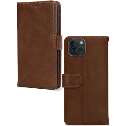 Mobilize Wallet iPhone 15 Hülle Echtes Leder Klapphülle Geldbörse - Braun