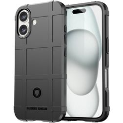 Mobigear Rugged Shield iPhone 16 Plus Hülle Flexibles TPU Backcover Stoßfest - Schwarz