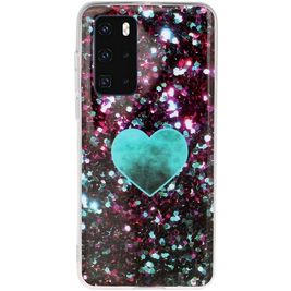 Mobigear Marble Huawei P40 Hülle Flexibles TPU Backcover - Green Love