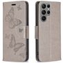 Mobigear Butterfly Samsung Galaxy S24 Ultra Hülle Klapphülle Geldbörse - Grau