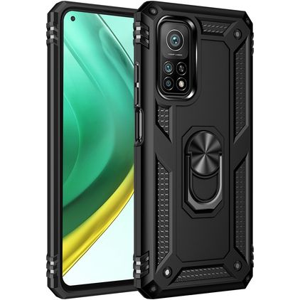 Mobigear Armor Ring Xiaomi Mi 10T Pro Hülle Hardcase Backcover Stoßfest mit Ringhalter - Schwarz