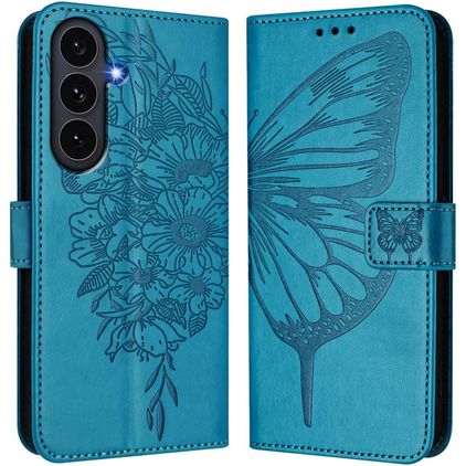 Mobigear Butterfly Samsung Galaxy S26 FE Hülle Klapphülle Geldbörse - Blau
