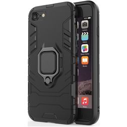Mobigear Armor Ring iPhone SE (2022) Hülle Hardcase Backcover Stoßfest mit Ringhalter - Schwarz