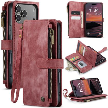 CaseMe C30 iPhone 17 Pro Hülle Klapphülle Geldbörse - Rot
