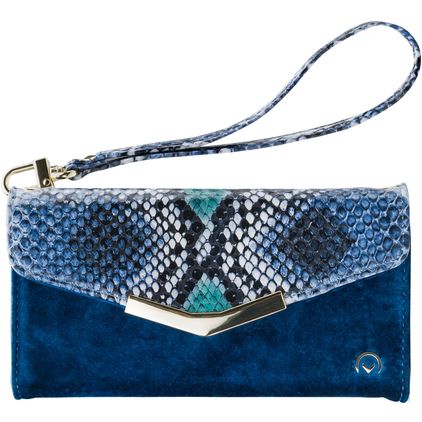 Mobilize Gelly Velvet Samsung Galaxy A30s Hülle Abnehmbare 2in1 Clutch - Royal Blue Snake