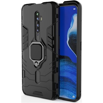 Mobigear Armor Ring OPPO Reno2 Z Hardcase Backcover Shockproof mit Ringhalter - Schwarz