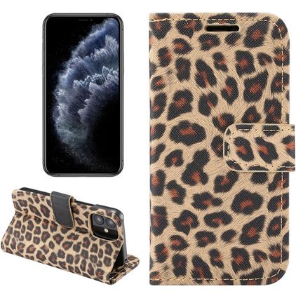 Mobigear Leopard iPhone 12 Mini Klapphülle Portemonnaie - Gelb