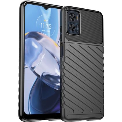 Mobigear Groove Motorola Moto E22i Hülle Flexibles TPU Backcover - Schwarz