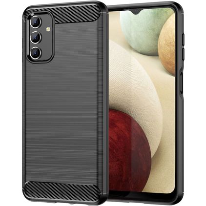 Mobigear Brushed Slim Samsung Galaxy A04s Hülle Flexibles TPU Backcover - Schwarz