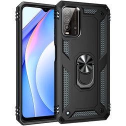 Mobigear Armor Ring Xiaomi Redmi 9T Hülle Hardcase Backcover Stoßfest mit Ringhalter - Schwarz