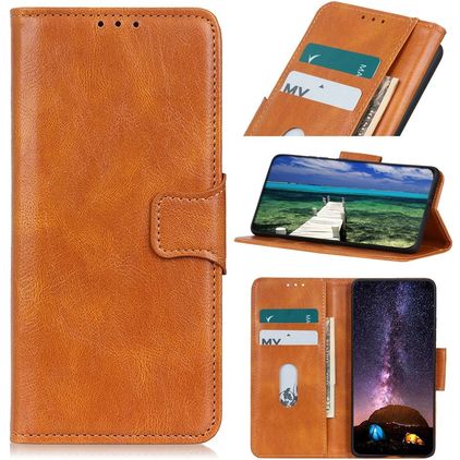 Mobigear Classy iPhone 13 Hülle Klapphülle Geldbörse - Cognac