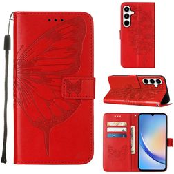 Mobigear Butterfly Samsung Galaxy A35 Klapphülle Portemonnaie - Rot