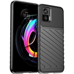 Mobigear Groove Motorola Edge 30 Neo Hülle Flexibles TPU Backcover - Schwarz