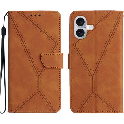 Mobigear Stitch iPhone 17 Klapphülle Portemonnaie - Braun