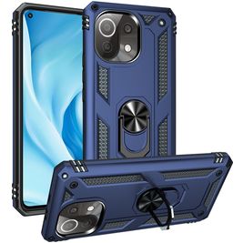 Mobigear Armor Ring Xiaomi Mi 11 Lite Hülle Hardcase Backcover Stoßfest mit Ringhalter - Blau