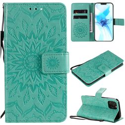 Mobigear Sunflower iPhone 12 Mini Hülle Klapphülle Geldbörse - Türkis