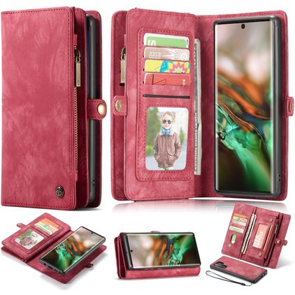 Caseme 008 Samsung Galaxy Note 10 Plus Hülle Abnehmbare 2in1 Klapphülle Geldbörse - Rot