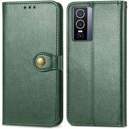 Mobigear Snap Button Vivo Y76 Hülle Klapphülle Geldbörse - Grün