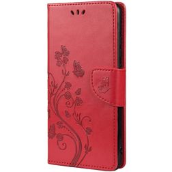 Mobigear Flowers Samsung Galaxy A53 Hülle Klapphülle Geldbörse - Rot