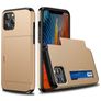 Mobigear Card iPhone 12 Pro Hülle Hardcase Backcover Stoßfest mit Kartenhalter - Gold
