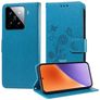 Mobigear Flowers Xiaomi 15 Hülle Klapphülle Geldbörse - Blau