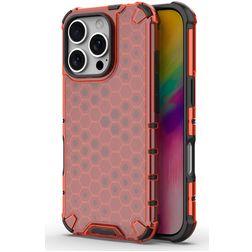 Mobigear Honeycomb iPhone 16 Pro Max Hülle Hardcase Backcover Stoßfest - Rot