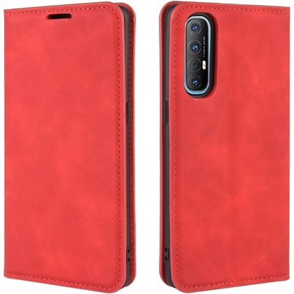 Mobigear Retro Slim OPPO Reno 3 Pro Hülle Klapphülle Geldbörse - Rot