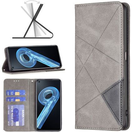 Mobigear Rhombus Slim OPPO A96 Hülle Klapphülle - Grau