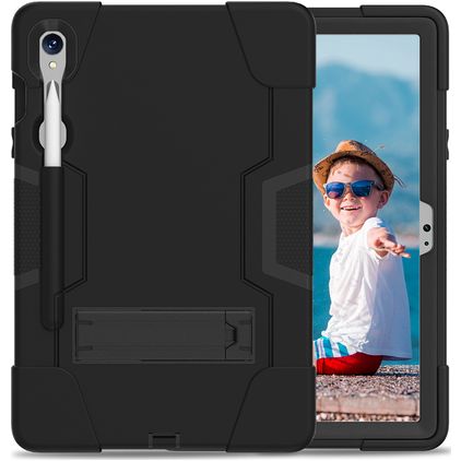 Xccess Survivor Essential Samsung Galaxy Tab S9 Hülle Kunststoff,Silikon Backcover + Stifthalter + Ständer - Schwarz