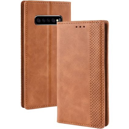 Mobigear Sensation Samsung Galaxy S10 Plus Hülle Klapphülle Geldbörse - Cognac