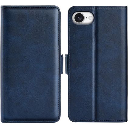 Mobigear Slim Magnet iPhone 16e Hülle Klapphülle Geldbörse - Dunkelblau